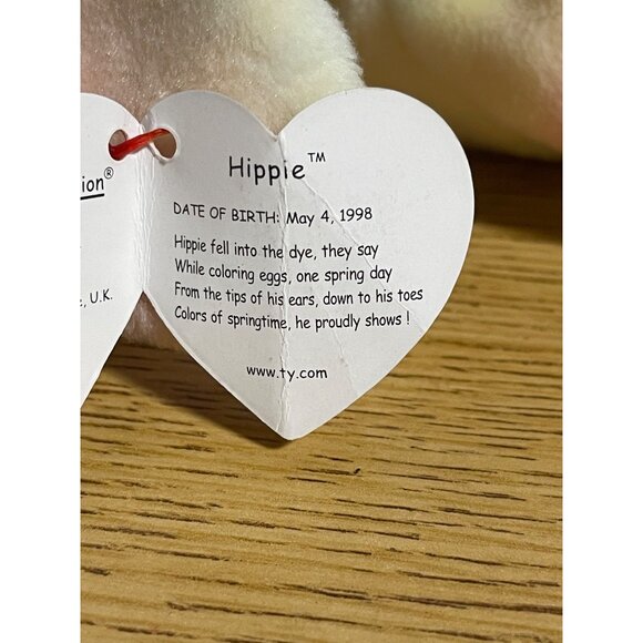 Ty Beanie Babies lot of 2 Green Hippity Tie Dye Hippie Bunny Rabbit Set VTG 96/9 - Picture 14 of 16